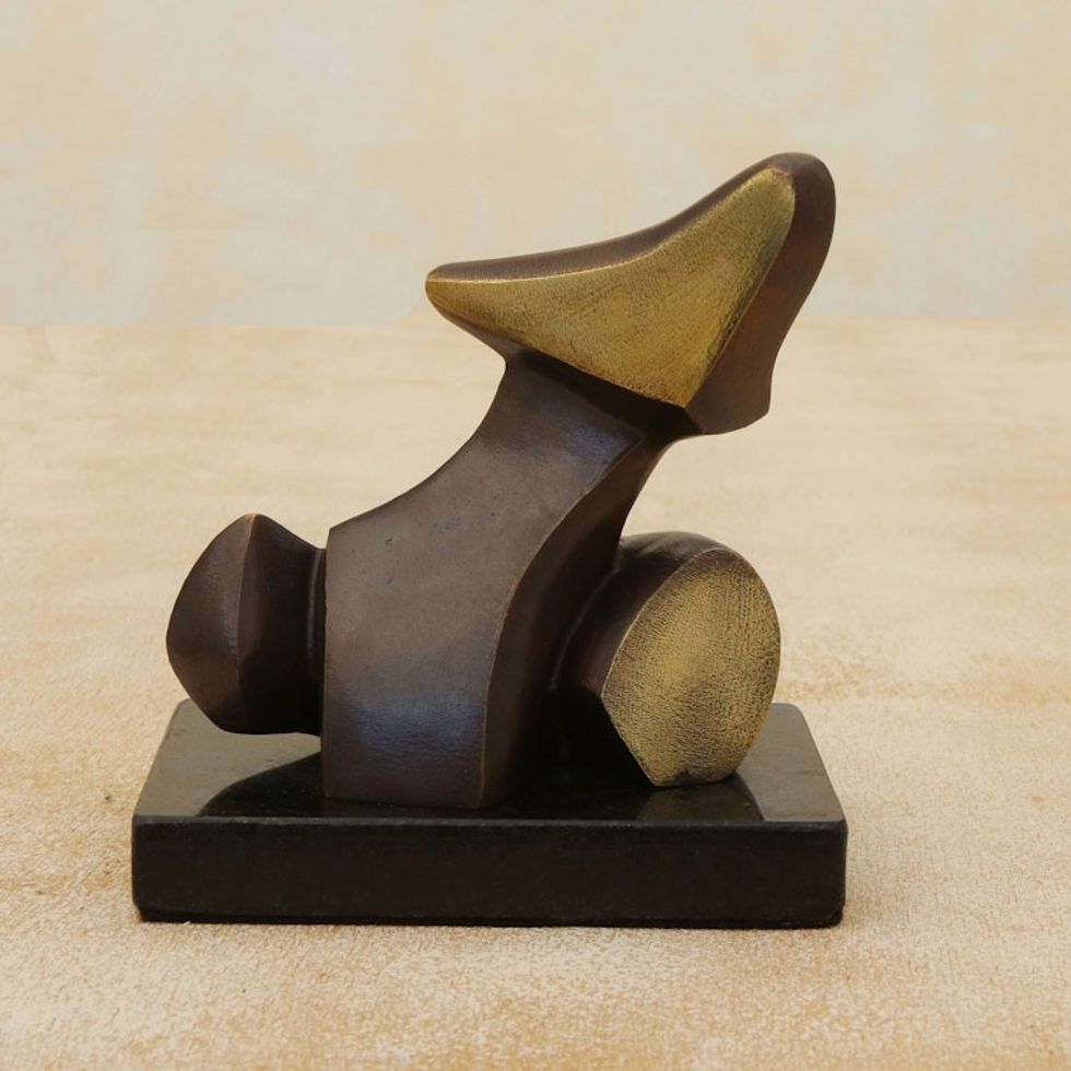 Signed Bronze Abstract Sculpture by a Brazilian Artist 'Sensual Woman'