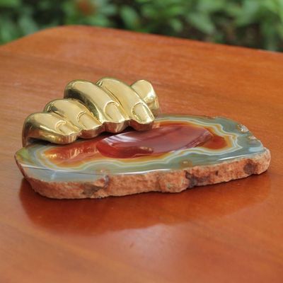 Alternate image for Bronze and Agate Sculpted Tray Right Hand Agate