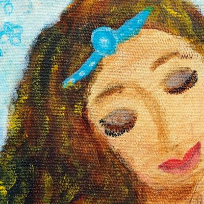 Alternate image for Acrylic Portrait of Woman with Flowers Symbolizing Patience Patience