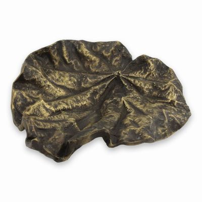 Alternate image for Signed Bronze Figurine Sculpture with Antique Finish Grape Leaf