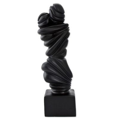 Alternate image for Abstract Signed Black Resin Love Theme Sculpture Kiss