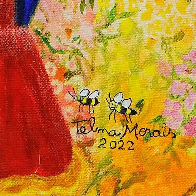 Alternate image for Acrylic Portrait of Woman with Flowers Symbolizing Patience Patience