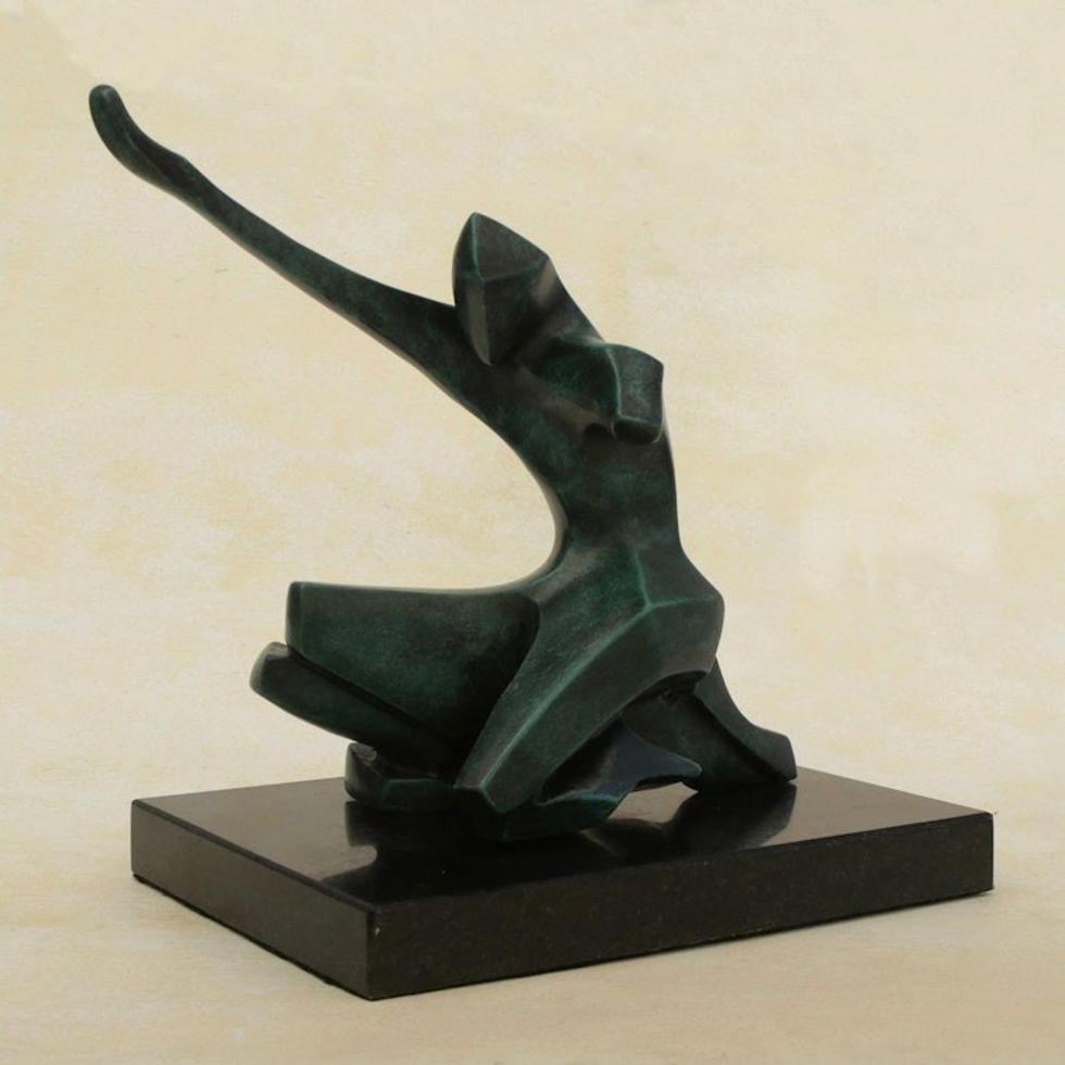 Fine Art Bronze Sculpture of a Figure Kneeling from Brazil 'Thanking God'