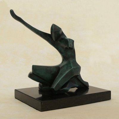 Alternate image for Fine Art Bronze Sculpture of a Figure Kneeling from Brazil Thanking God
