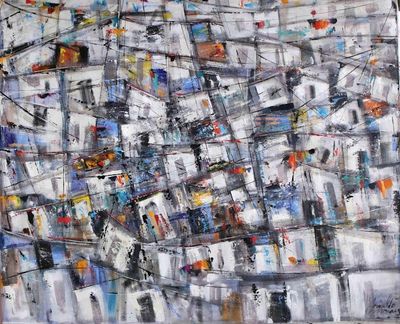 Alternate image for Multicolor Abstract Painting of a Rio Neighborhood Abstract Favela