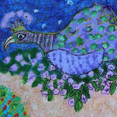Alternate image for Signed Naif Portrait of a Peacocks in Paradise Peacock Party