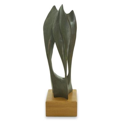 Alternate image for Modern Abstract Artist Signed Bronze Sculpture Hybrid Leaves II