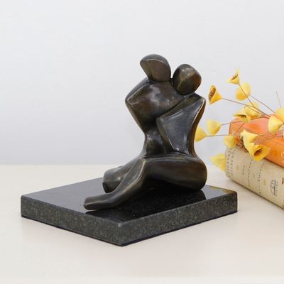 Alternate image for Handcrafted Semi-Abstract Bronze Sculpture of a Couple Loving Complicity