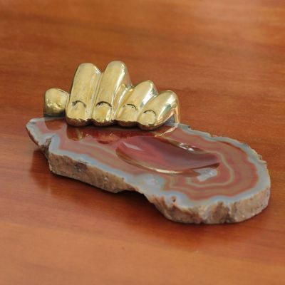 Alternate image for Bronze and Agate Soap Dish Sculpted Tray Left Hand Agate I