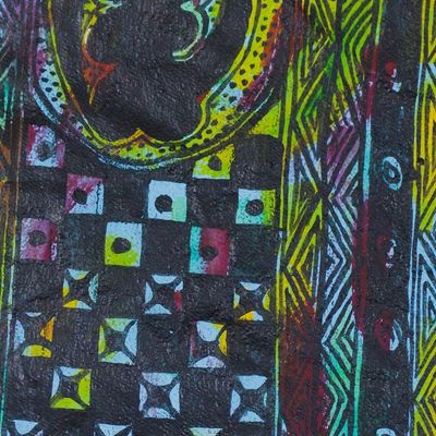 Alternate image for Signed Adinkra-Themed Abstract Painting from Ghana Gye Nyame