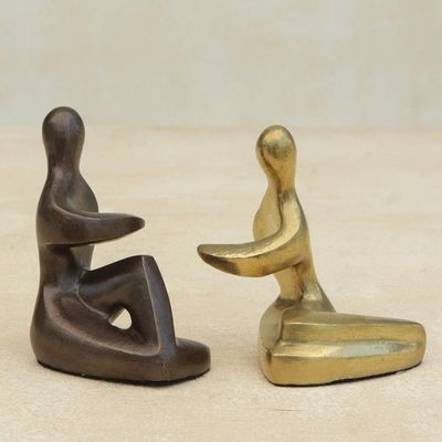 Alternate image for Modern Bronze Sculpture from Brazil Pair In Love