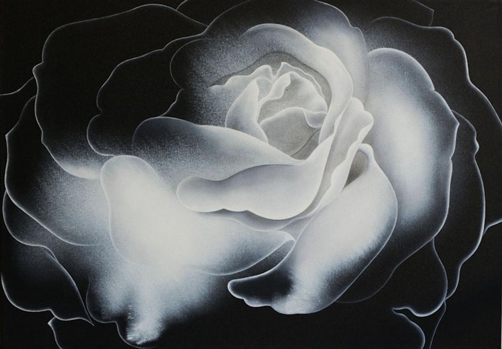 Signed Monochromatic Rose Painting 'Existence I'