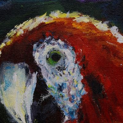 Alternate image for Acrylic on Canvas Painting of Amazon Rainforest with Birds Amazon Rainforest