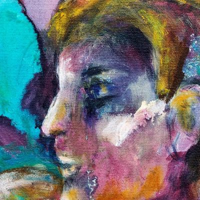 Alternate image for Acrylic Painting of Violin Player with Musical Symbols Violin Player