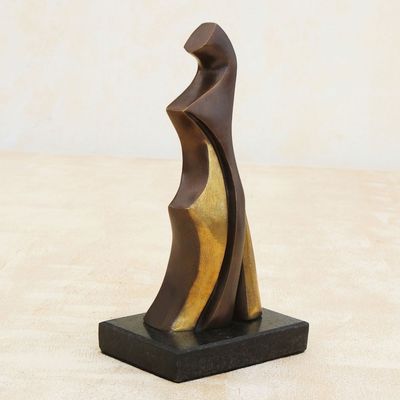 Alternate image for Signed Bronze Abstract Sculpture by a Brazilian Artist Maternal