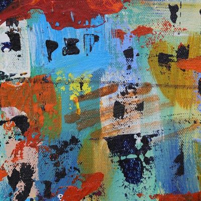 Alternate image for Unstretched Expressionist Favela Painting from Brazil Alemo Hill