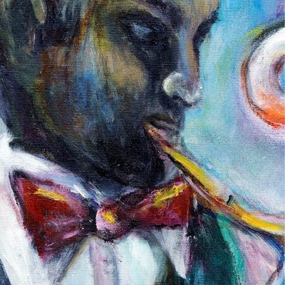 Alternate image for Signed Acrylic Painting of Saxophone Player from Brazil Saxophone Player