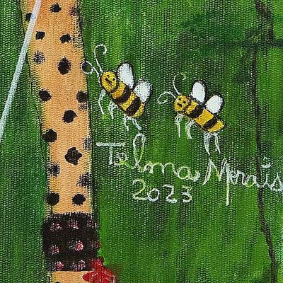 Alternate image for Green Naif Acrylic Painting of Native Brazilian Women Lives Matter