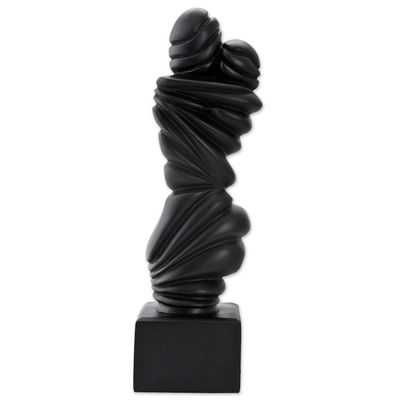 Alternate image for Abstract Signed Black Resin Love Theme Sculpture Kiss