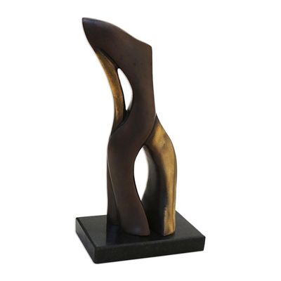 Alternate image for Signed Brazilian Abstract Bronze Sculpture with Granite Base Feminine Attitude