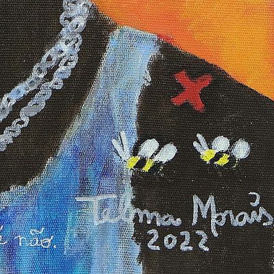 Alternate image for Signed Stretched Naif Acrylic Portrait Painting of Young Man Cleidemar