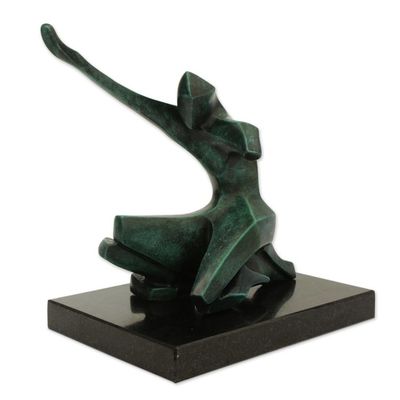Alternate image for Fine Art Bronze Sculpture of a Figure Kneeling from Brazil Thanking God