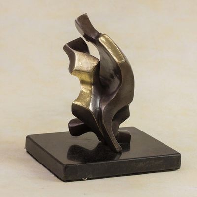 Alternate image for Signed Bronze Abstract Sculpture by a Brazilian Artist Kissing Couple