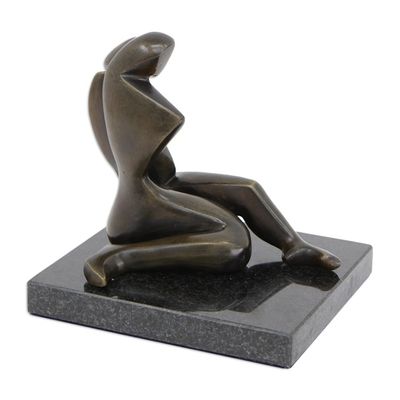 Alternate image for Handcrafted Semi-Abstract Bronze Sculpture of a Couple Loving Complicity