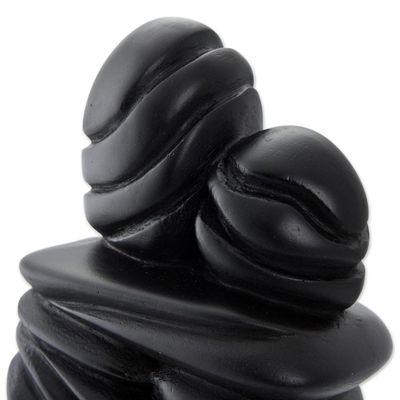 Alternate image for Abstract Signed Black Resin Love Theme Sculpture Kiss