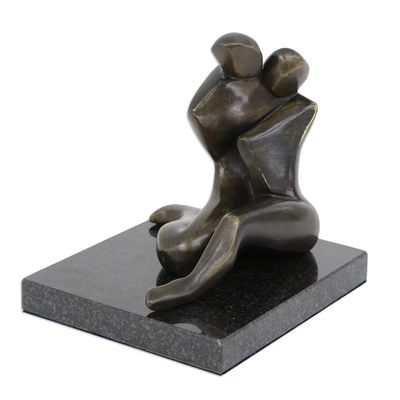 Alternate image for Handcrafted Semi-Abstract Bronze Sculpture of a Couple Loving Complicity