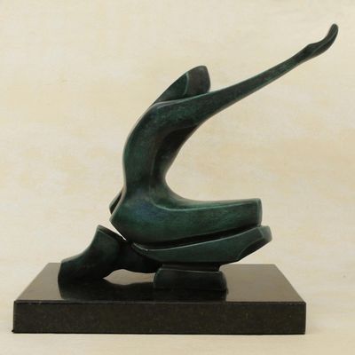 Alternate image for Fine Art Bronze Sculpture of a Figure Kneeling from Brazil Thanking God