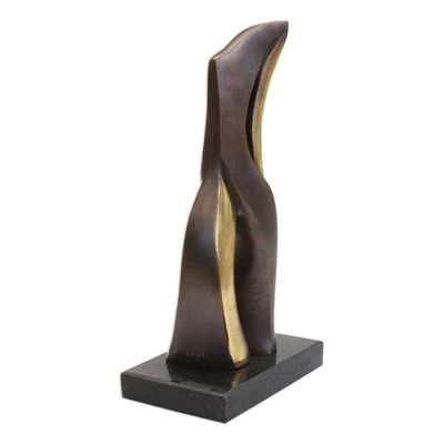 Alternate image for Signed Brazilian Abstract Bronze Sculpture with Granite Base Feminine Attitude