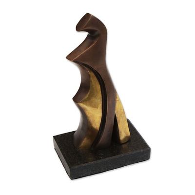 Alternate image for Signed Bronze Abstract Sculpture by a Brazilian Artist Maternal