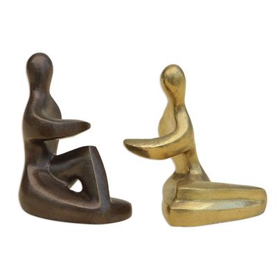 Alternate image for Modern Bronze Sculpture from Brazil Pair In Love