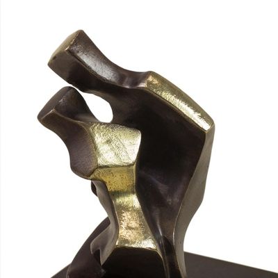 Alternate image for Signed Bronze Abstract Sculpture by a Brazilian Artist Kissing Couple