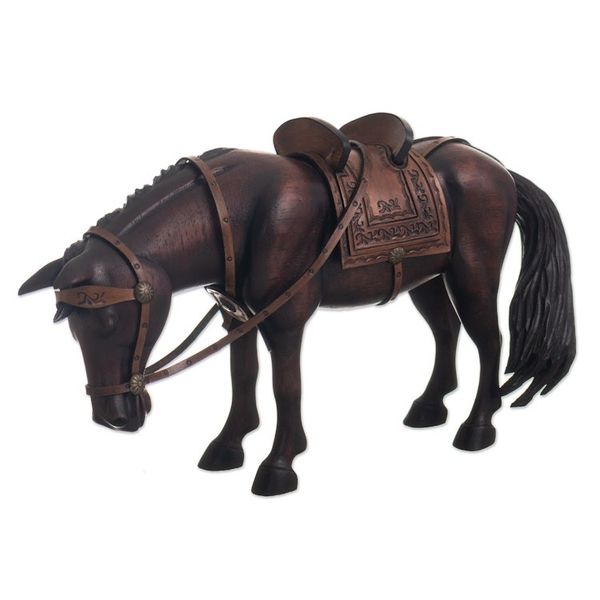 Alternate image for Hand Carved Horse Family Sculpture Pair from Peru Equine Family