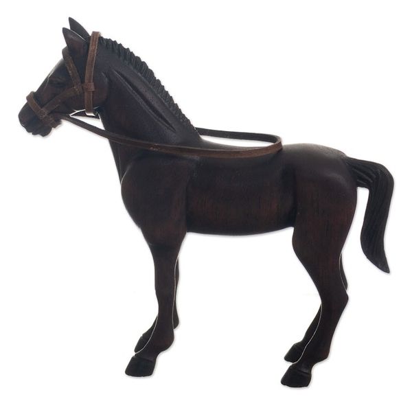 Alternate image for Hand Carved Horse Family Sculpture Pair from Peru Equine Family