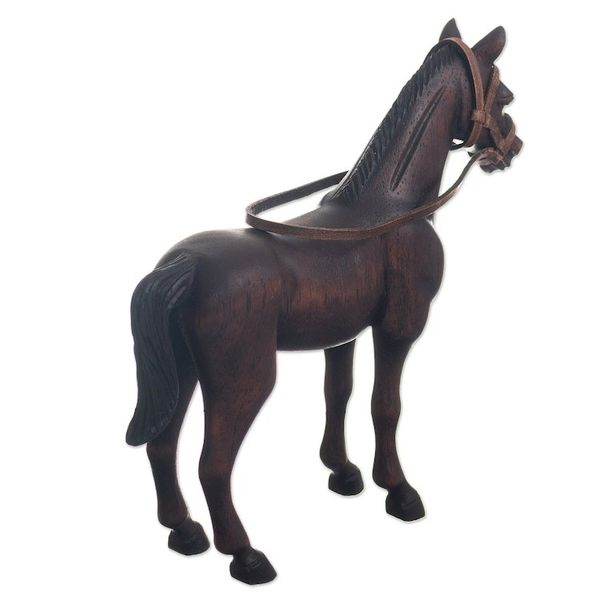Alternate image for Hand Carved Horse Family Sculpture Pair from Peru Equine Family