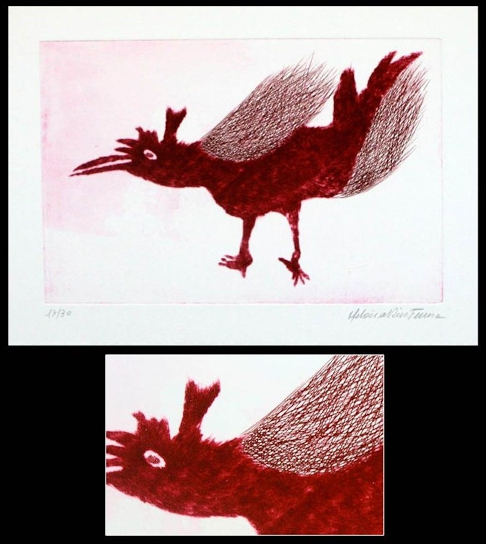 Engraved Abstracted Image of a Rooster 'Rooster'