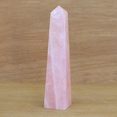 Alternate image for Pink Rose Quartz Obelisk Sculpture from Brazil Obelisk of Universal Love