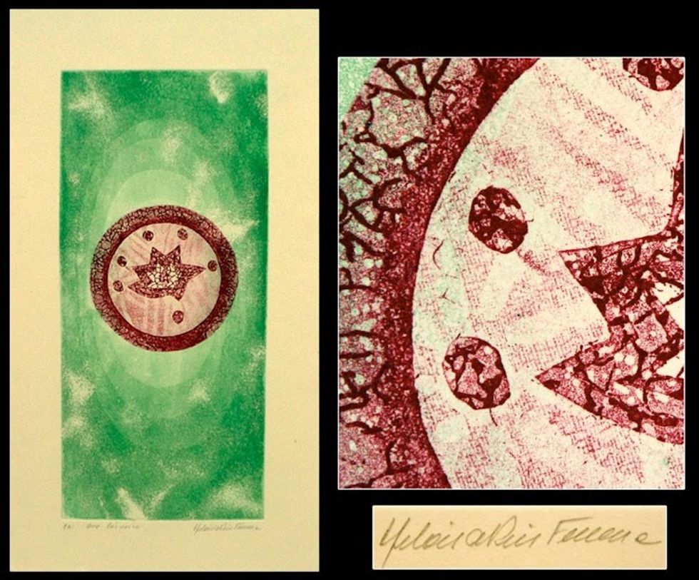 Abstract Ink on Paper Engraving from Brazil 'Cosmic Egg'