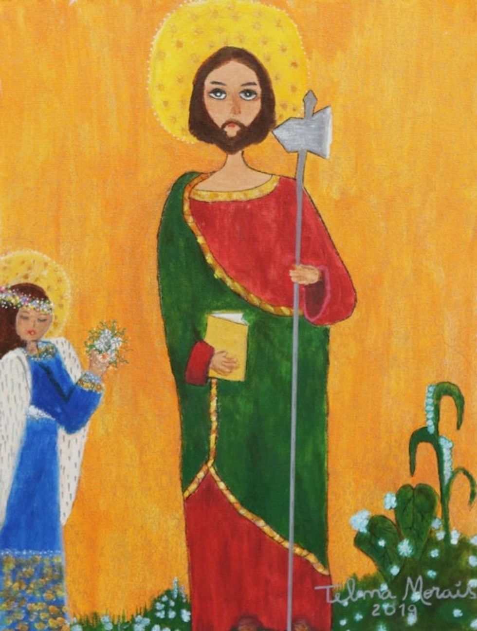 Signed Naif Painting of Saint Jude from Brazil 'Saint Jude Thaddeus'