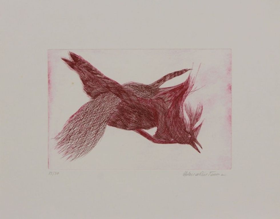 Limited Edition Signed Original Print Art 'Red Bird'