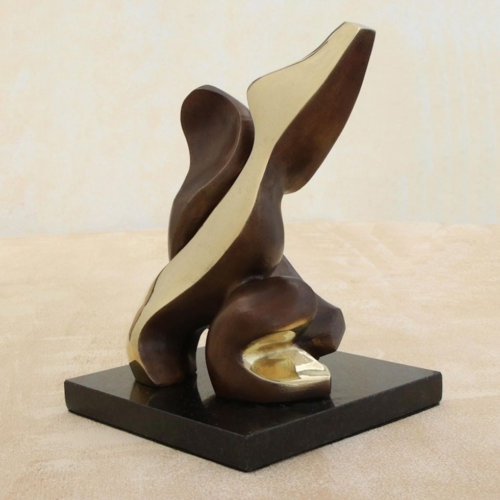 Two-tone bronze sculpture from Brazil 'Fall in Love'