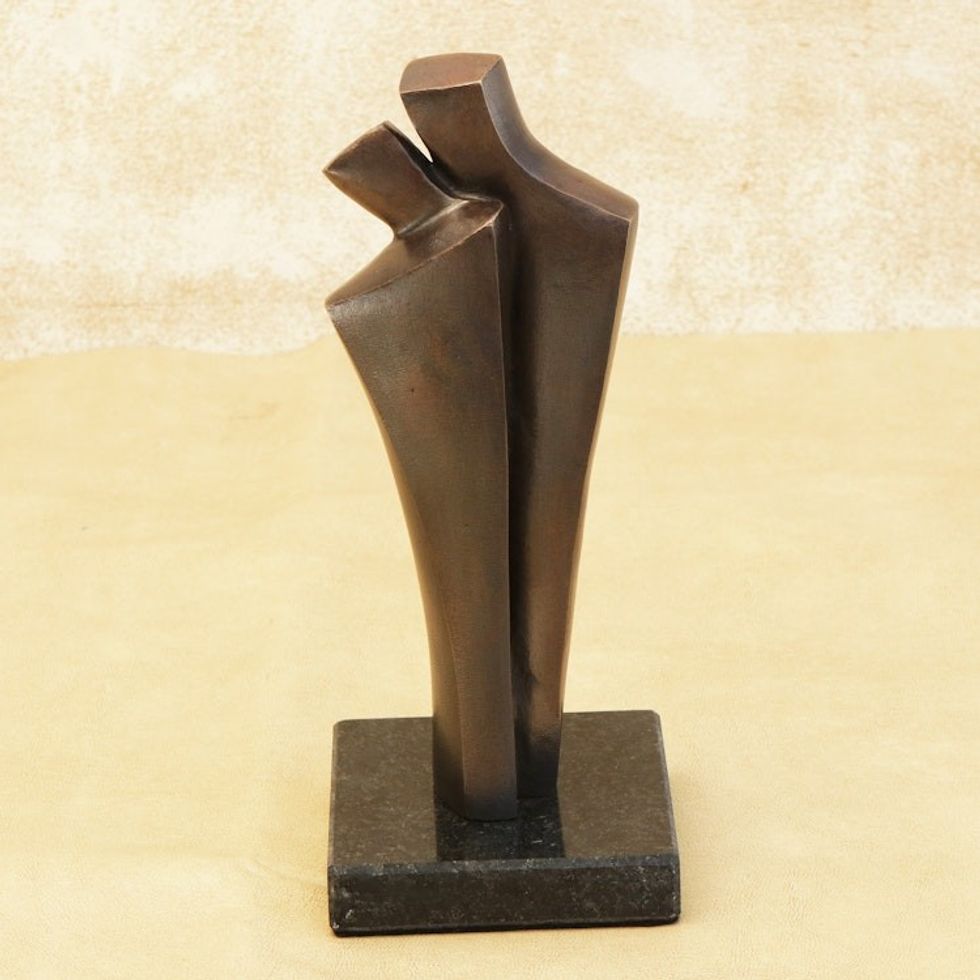 Brazilian Modern Fine Art Romantic Bronze Sculpture 'Together for Always'