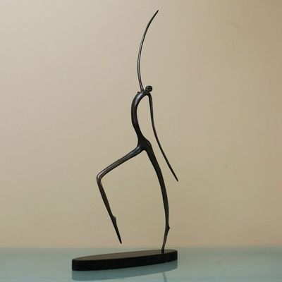 Alternate image for Semi-Abstract Oxidized Bronze Sculpture Handmade in Brazil Walking