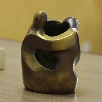 Alternate image for Original Signed Polished Bronze Sculpture from Brazil Embrace