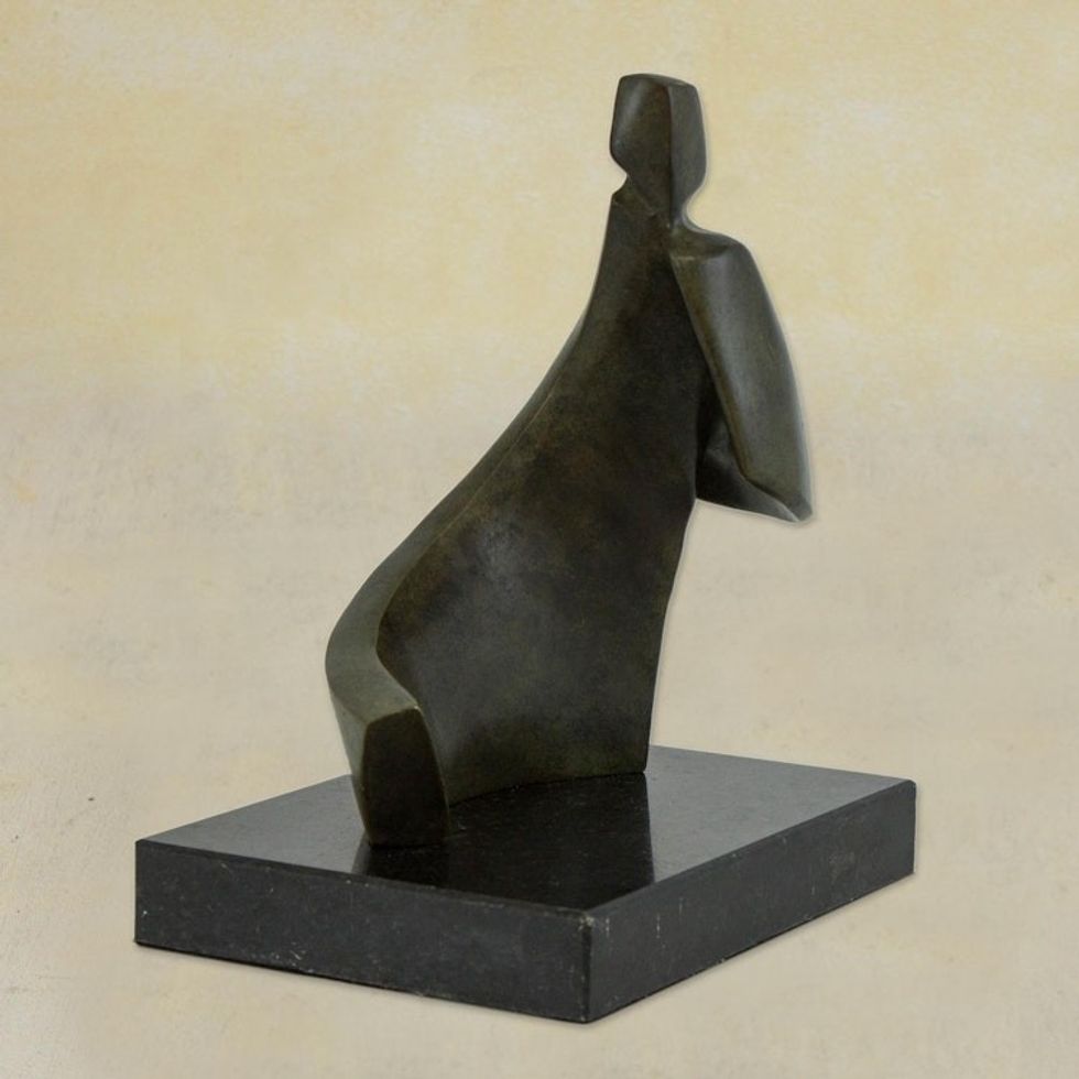 Original Signed Contemporary Brazilian Bronze Sculpture 'Angel'