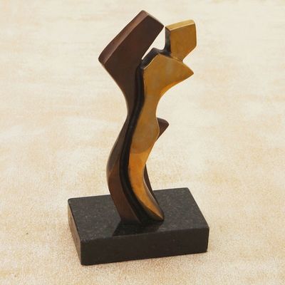Alternate image for Modern Abstract Bronze Sculpture of a Couple in Love Passion