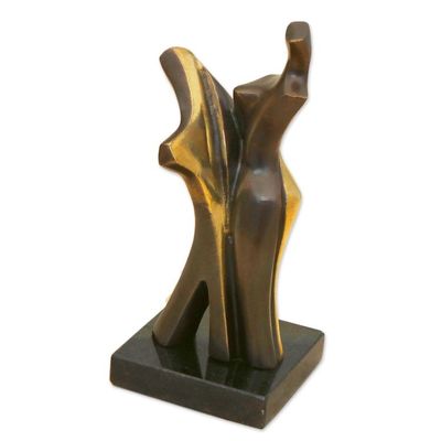 Alternate image for Modern Signed Bronze Sculpture of Lovers from Brazil Admiration II